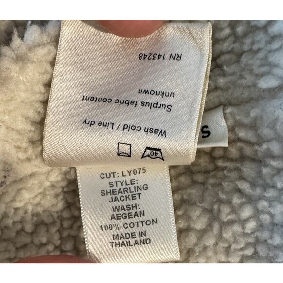 REFORMATION Size Small Shearling Street Jacket Jean Denim Trucker Sherpa READ - Picture 7 of 10